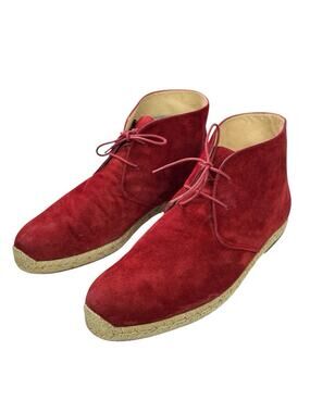 Christian Louboutin Cadaques Espadrilles Chukka Red Suede Boots 44 US 11